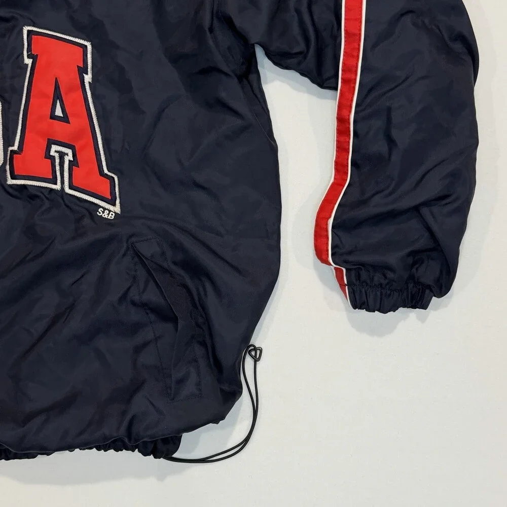 Vintage 90s Steve & Barry’s USA Pullover Windbreaker Jacket XL Navy Red White